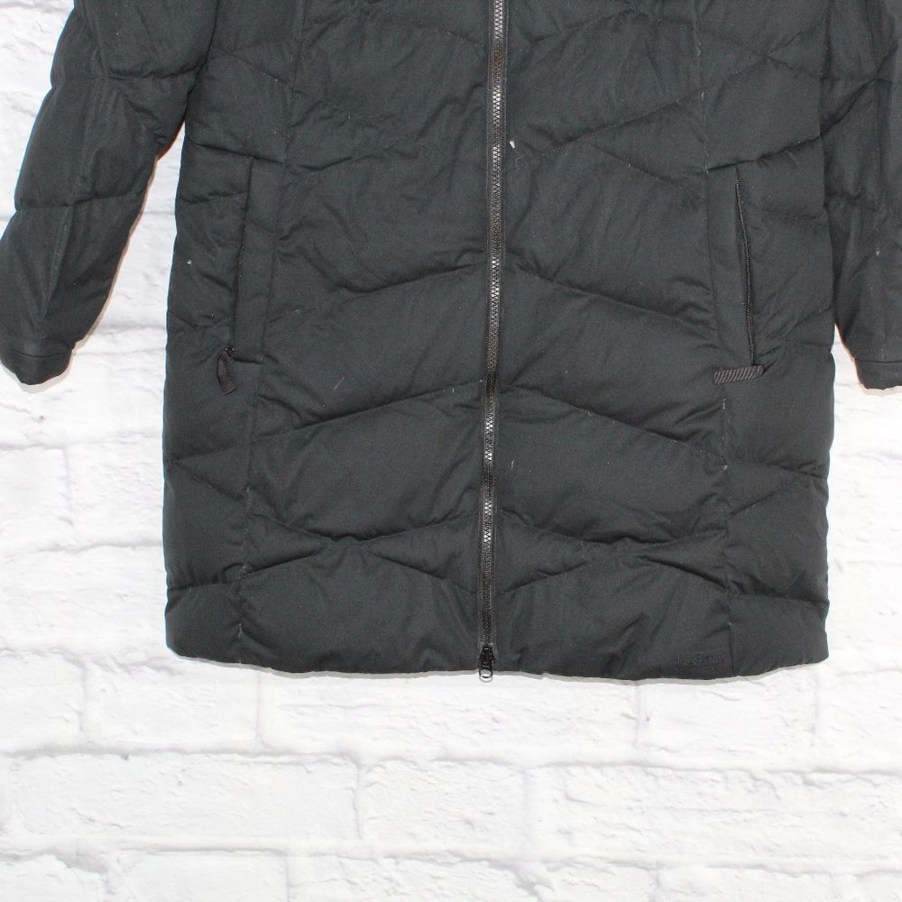 LL Bean Detachable Hoodie Quilted Lined Long Down Coat Size L - Picture 3 of 8